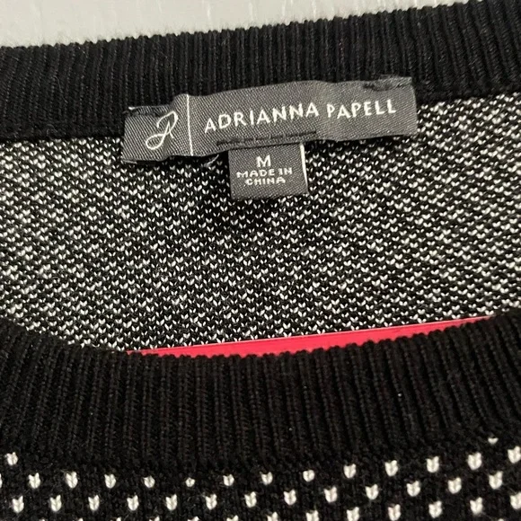 Adrianna Papell Black and White Knit Top size M - Picture 2 of 7